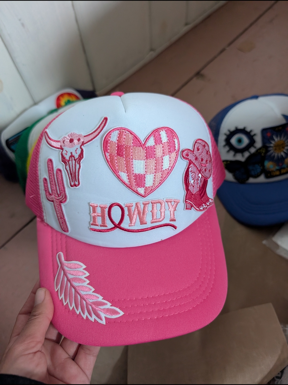 Pink & White Howdy Patch Trucker Hat